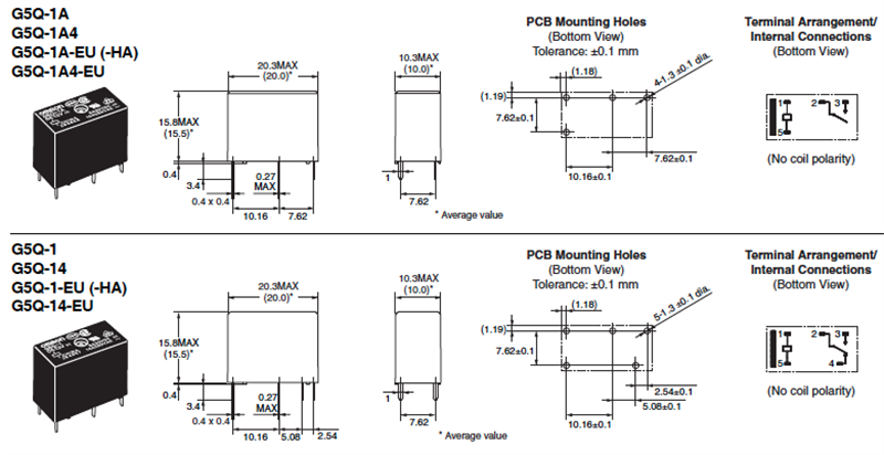 Omron Electronics G5Q Miniature PCB Power Relays